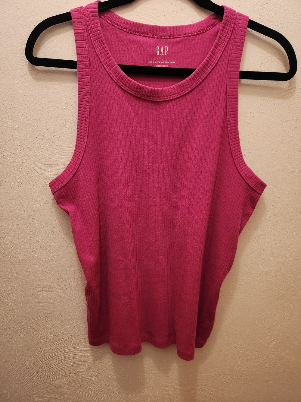 GAP Pink High Neck Ribbed Tank Top Size L